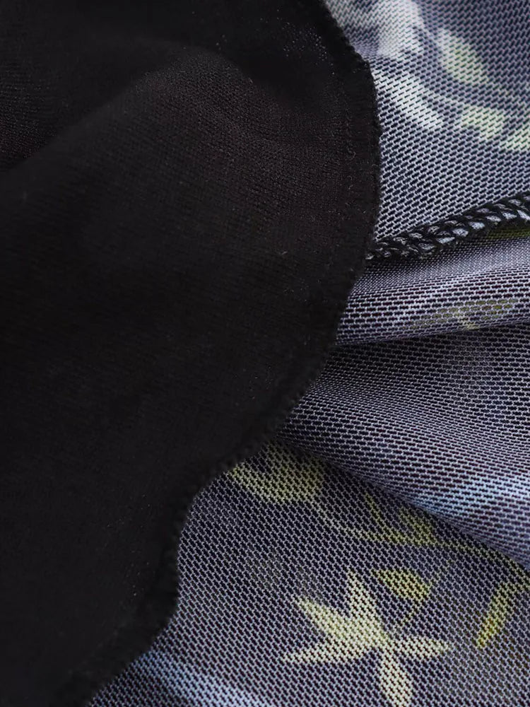 Women Summer Midi Tank Dress Vintage Print Chiffon V Neck