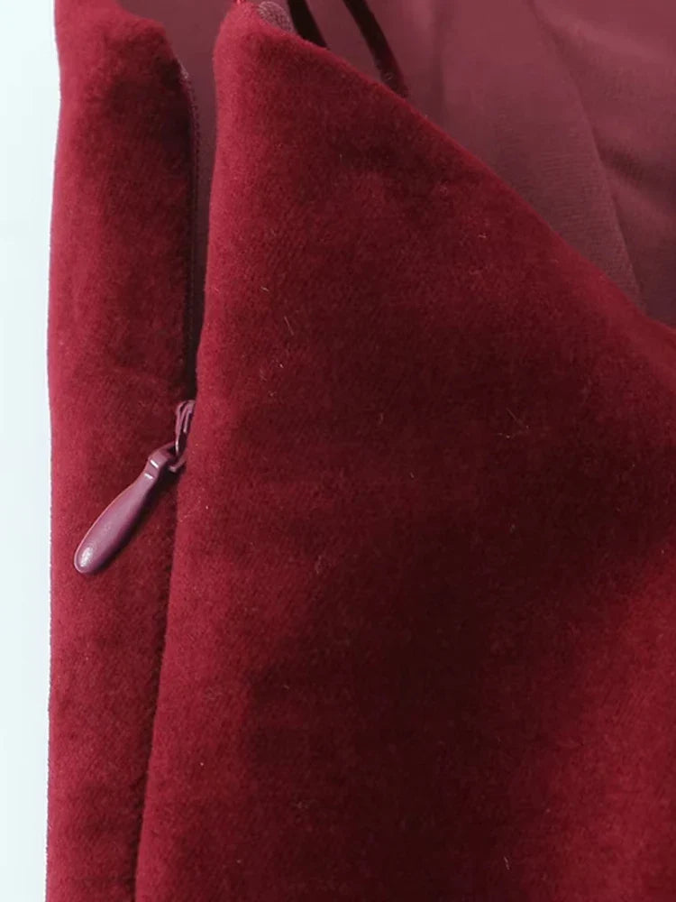 Velvet Fitted Mini Dress For Women V Neck Thin Straps Party