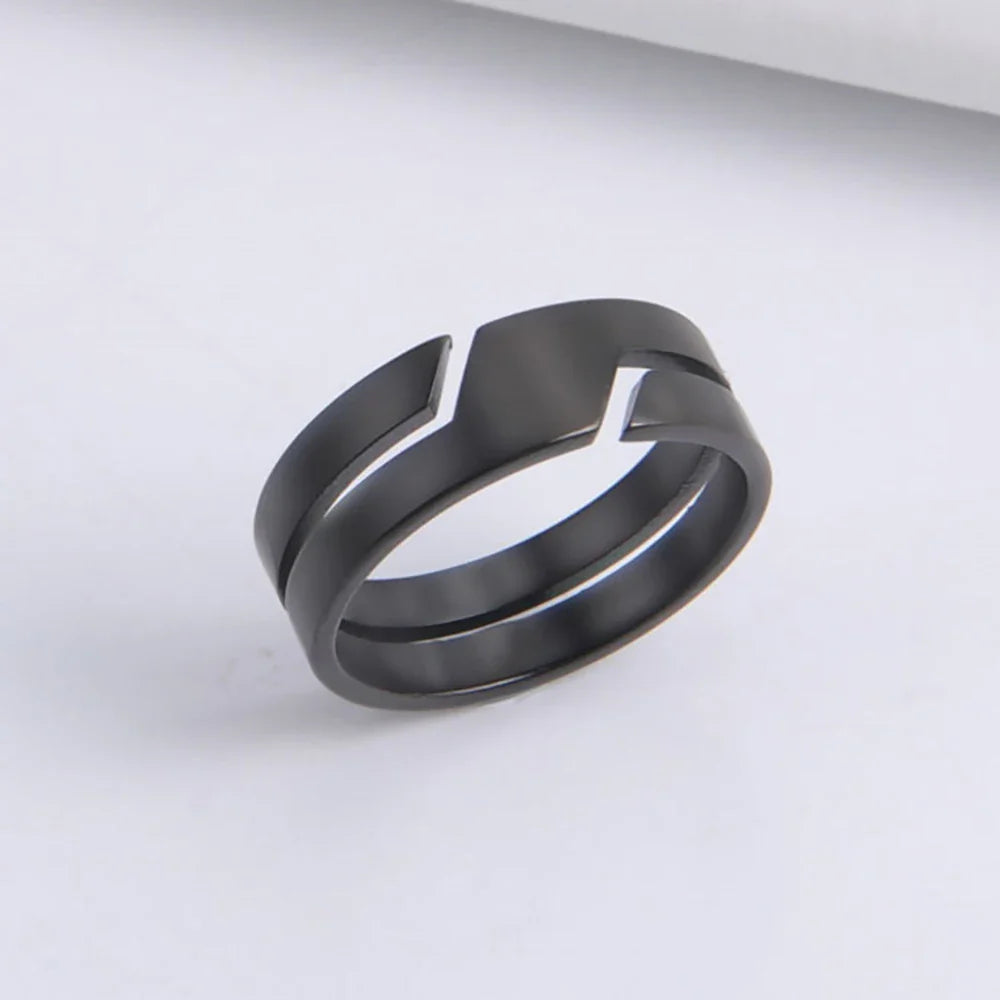 Skyrim Minimalist Stainless Steel Couple Ring in Black Casual Style for Men and Women Wedding Jewelry Gift