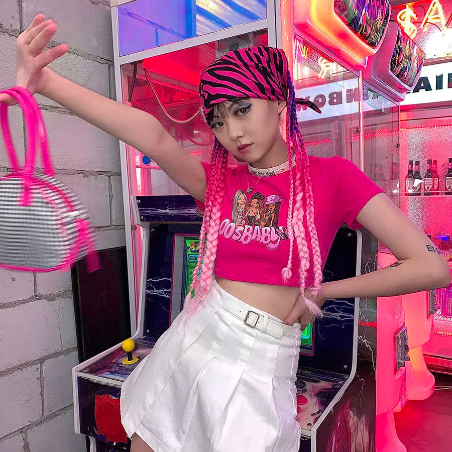 Y2K Summer Gothic Slim Fit Women Crop Top Punk Grunge Streetwear Tee