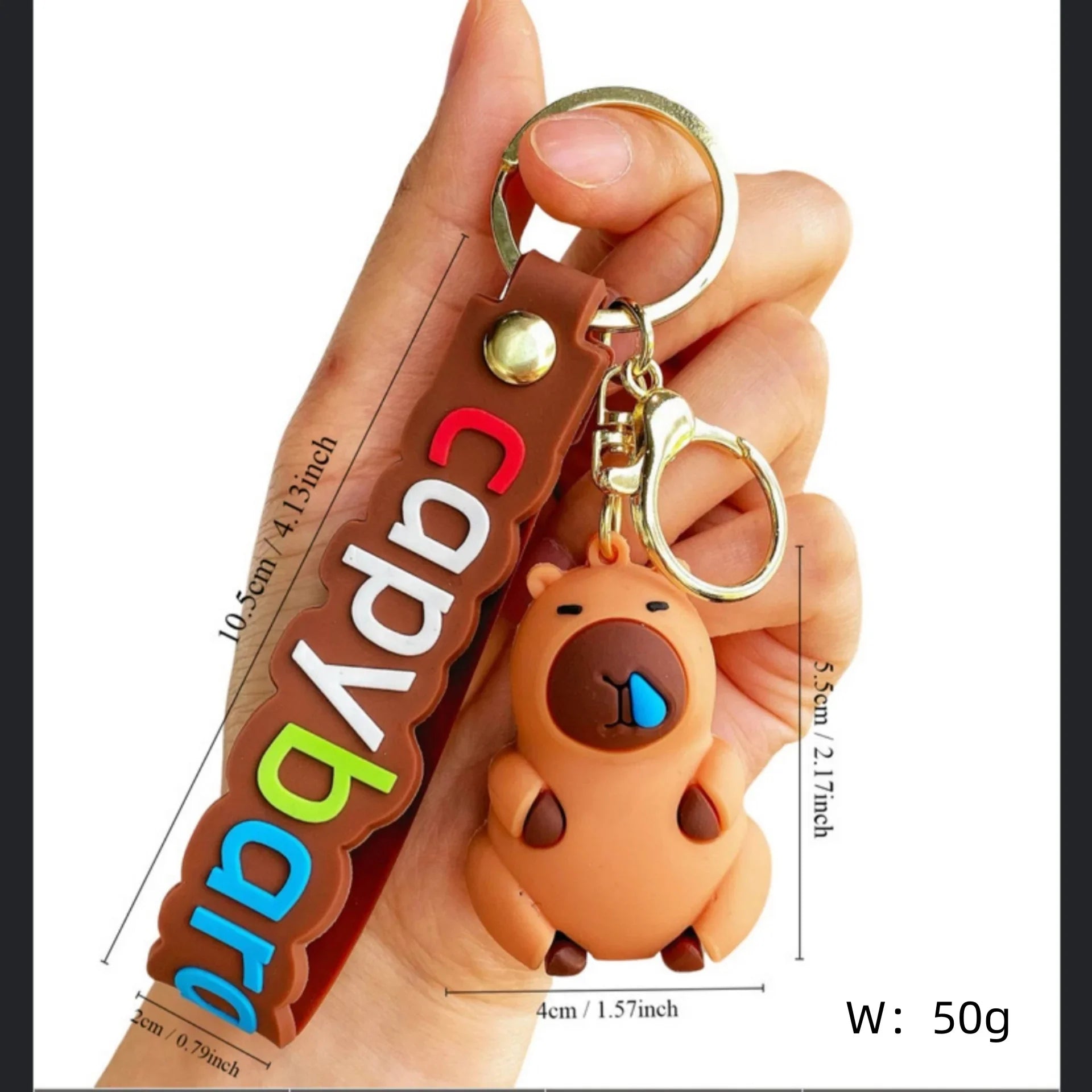 Cute Capybara PVC Keychain Pendant with Turtle Design Anime-Inspired Capybara Keyring