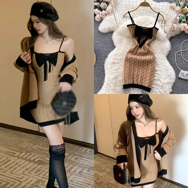 Slim Sleeveless Patchwork Sheath Dress With Bow Detail