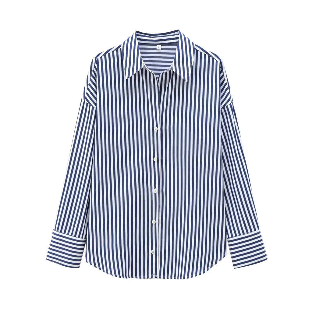 Women's Casual Versatile Loose Poplin Shirt Lightweight Basic Button-Up for Autumn Fashion