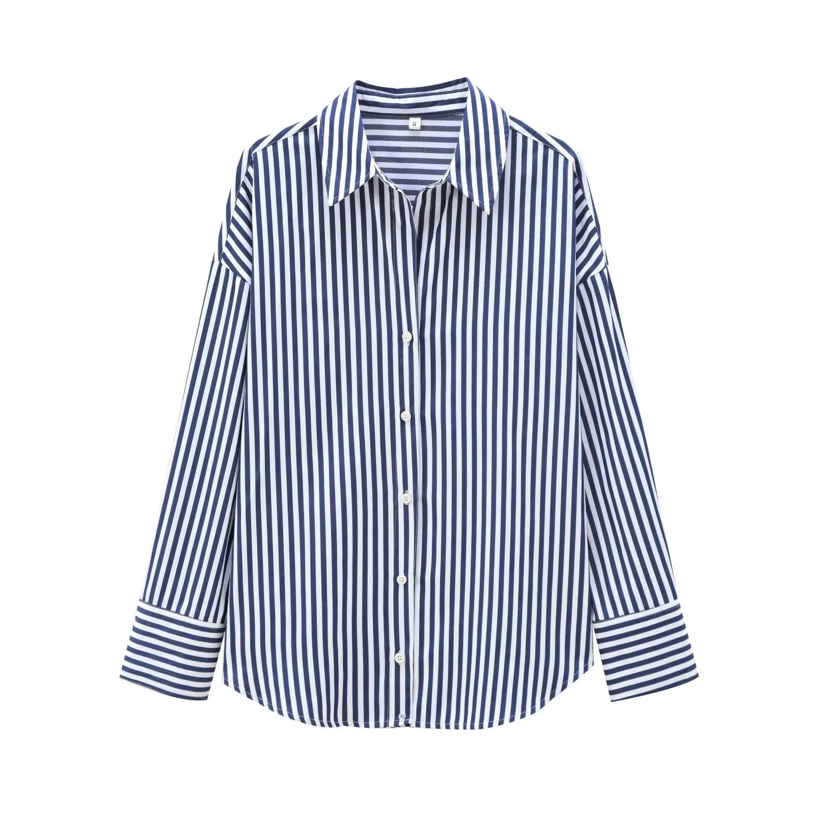 Women's Casual Versatile Loose Poplin Shirt Lightweight Basic Button-Up for Autumn Fashion