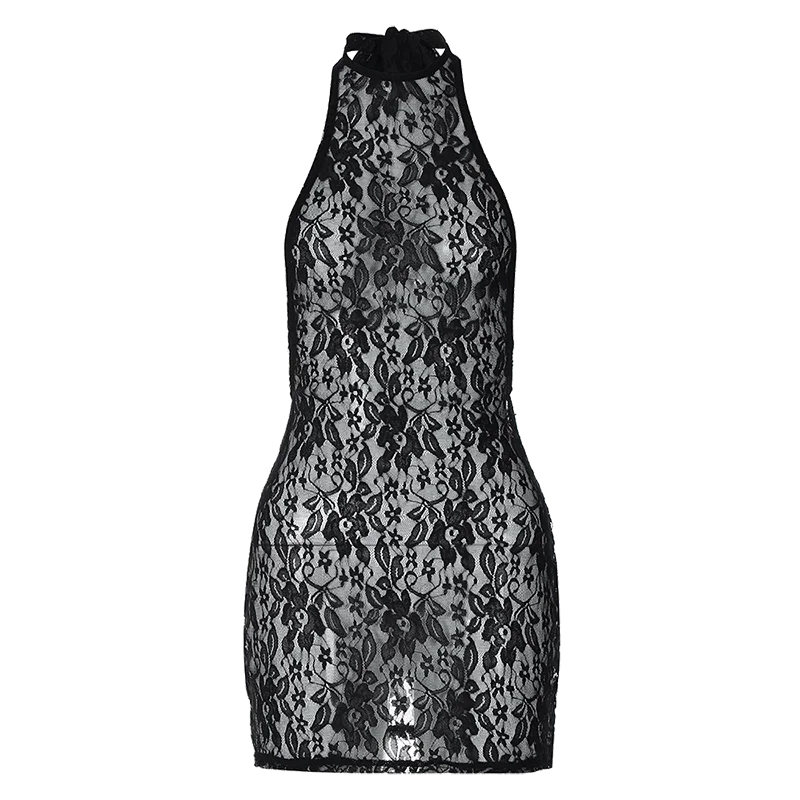 Floral Print Halter Backless Lace Up Bodycon Mini Dress