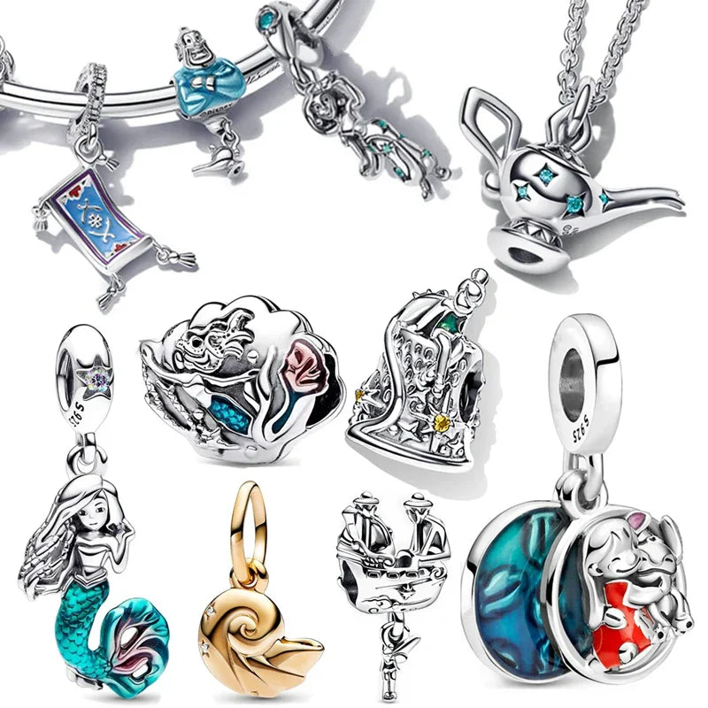 Disney Stitch Minnie Mouse Dangle Charms for Pandora Bracelets Silver Jewelry Making