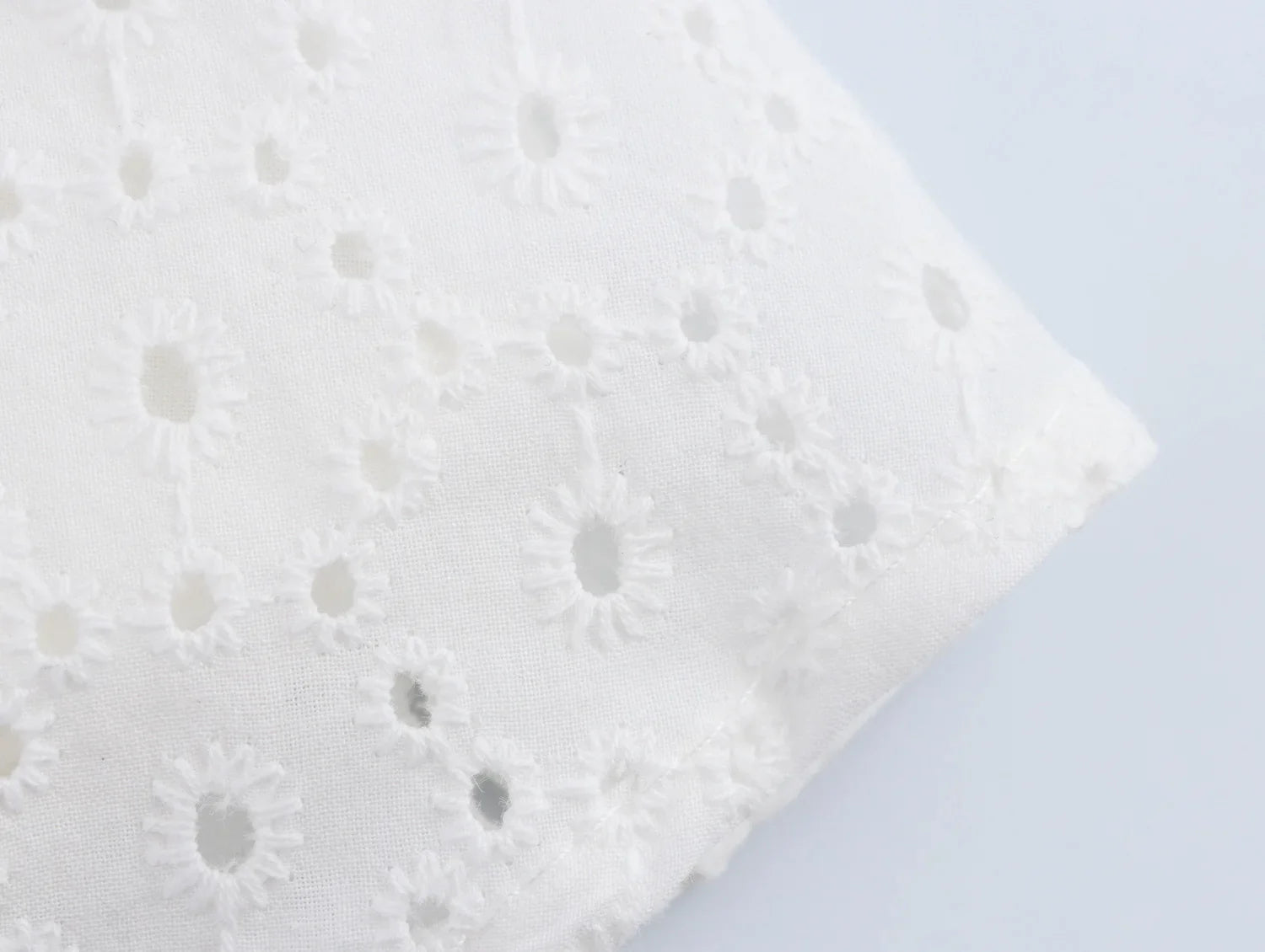 Womens Hollow Embroidery V Neck Lantern Sleeve Mini Dress