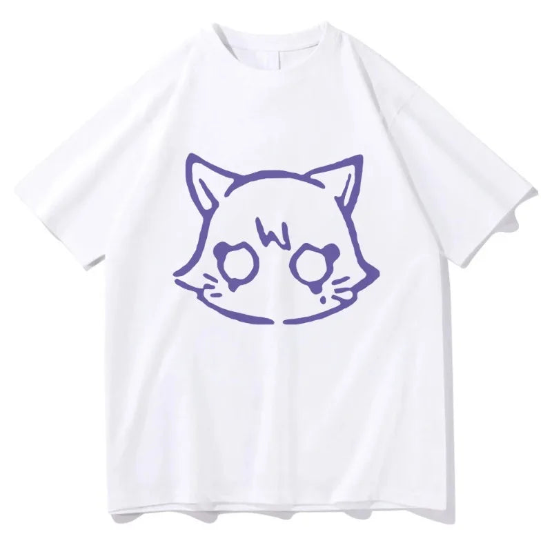 Cute Genshin Impact Scaramouche Cat T Shirt for Men and Women Unisex Cotton Graphic Summer Top