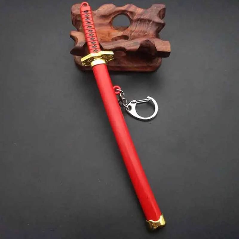Mini Roronoa Zoro Samurai Sword Keychain Anime Katana Scabbard Ring for Men and Women Cosplay Jewelry Gift