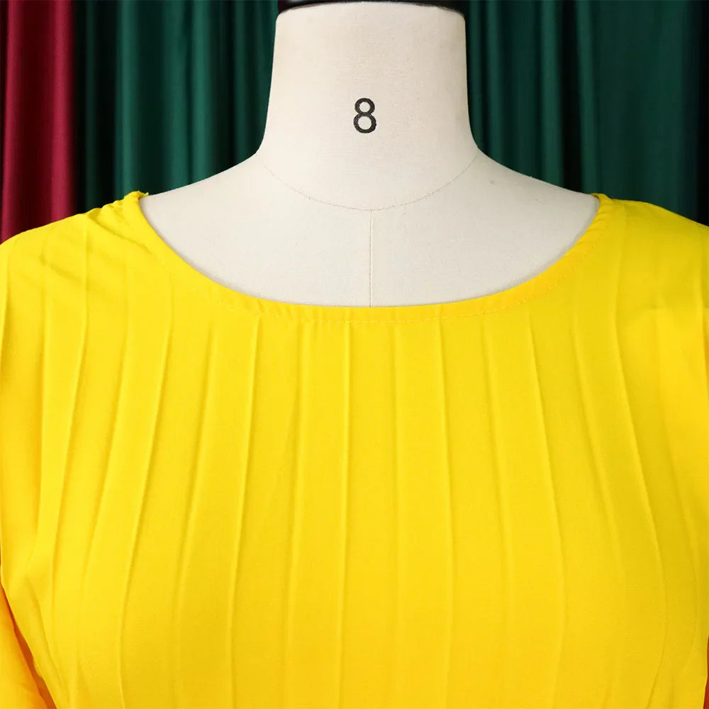 Elegant 2 Piece Women's Outfit with O Neck Blouse and High Waisted Wide Leg Pants Set