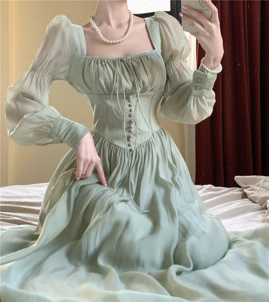 Elegant Long Sleeve Vintage Party Birthday Dress For Women