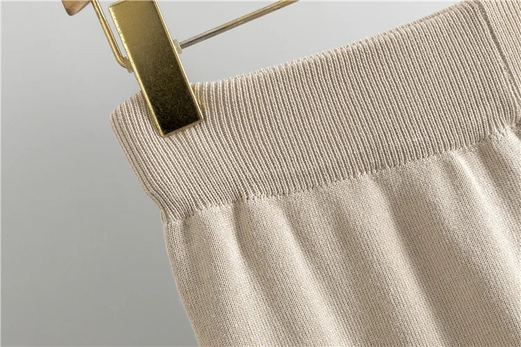 Cozy Knit Shawl Pants Set for Women with Elegant Turtleneck Sweater and Wide Leg Trousers