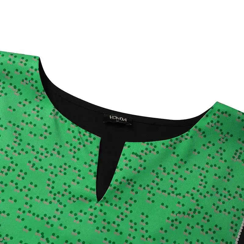 Bohemian Maxi Dress With Printed V Neck Bat Sleeve Casual