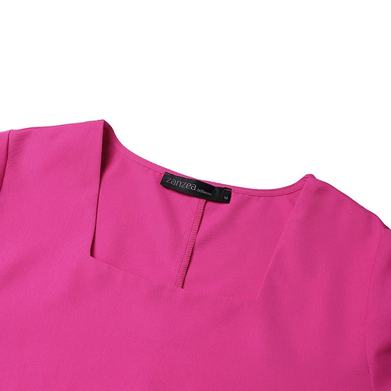 Knee Length Puff Sleeve Dress Women Casual A Line Style