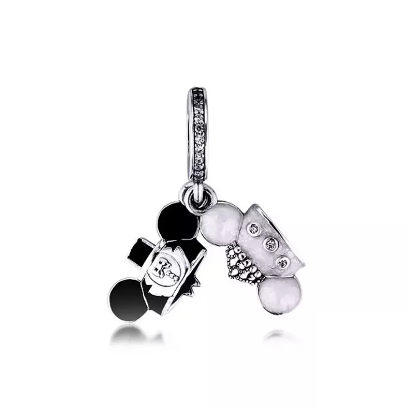 Disney 925 Sterling Silver DIY Charm Compatible With 3mm Bracelets Featuring Mickey Mouse Ferris Wheel And Suitcase Designs