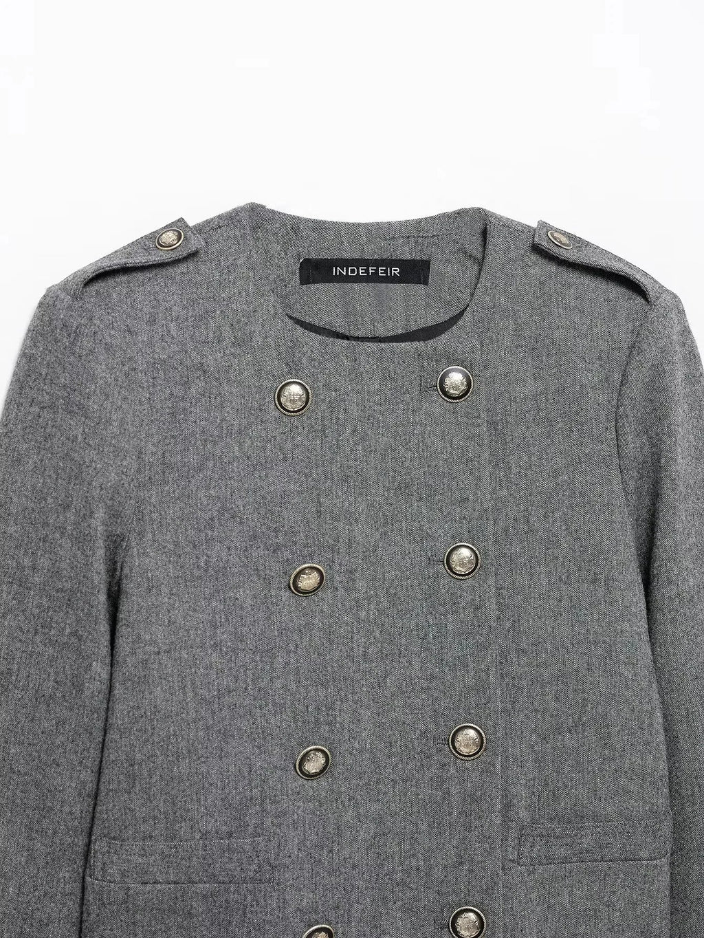 Double Breasted Epaulet O Neck Jacket with Chic Sashes and Pleated Mini Skirt Women's Streetwear Suit