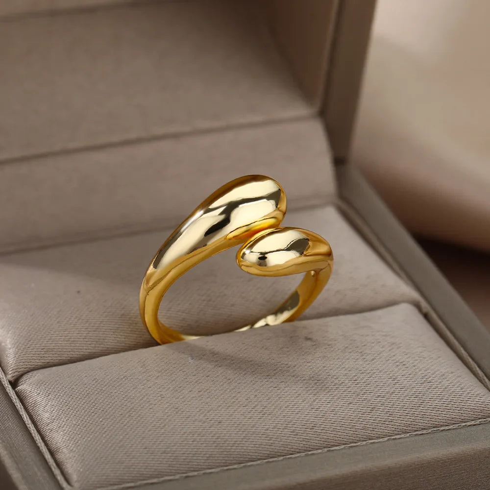 Gold Stainless Steel Wedding Rings for Women Couple Jewelry
