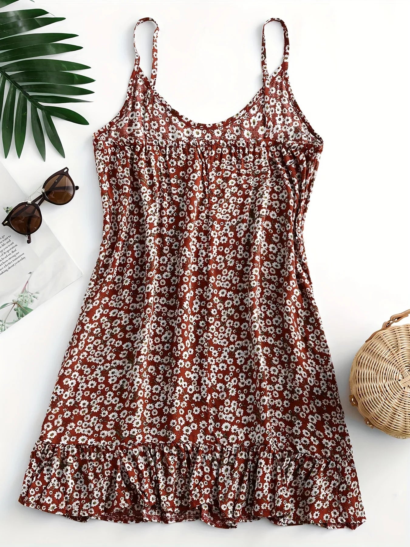 Floral One Shoulder Dress With Waist Enhancing Style