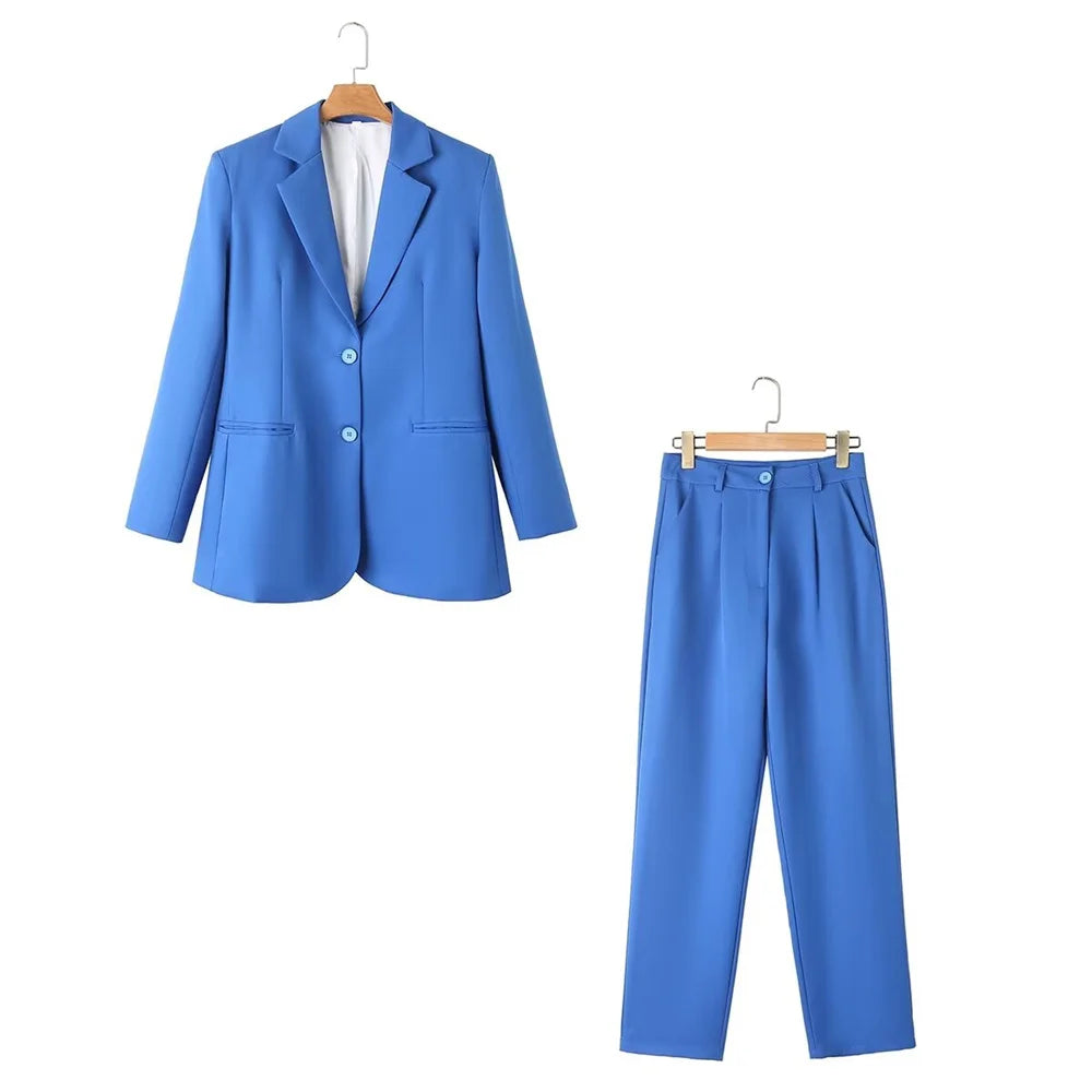 Spring Summer Women's Casual Loose Solid Color Suit Set with Pants and Top