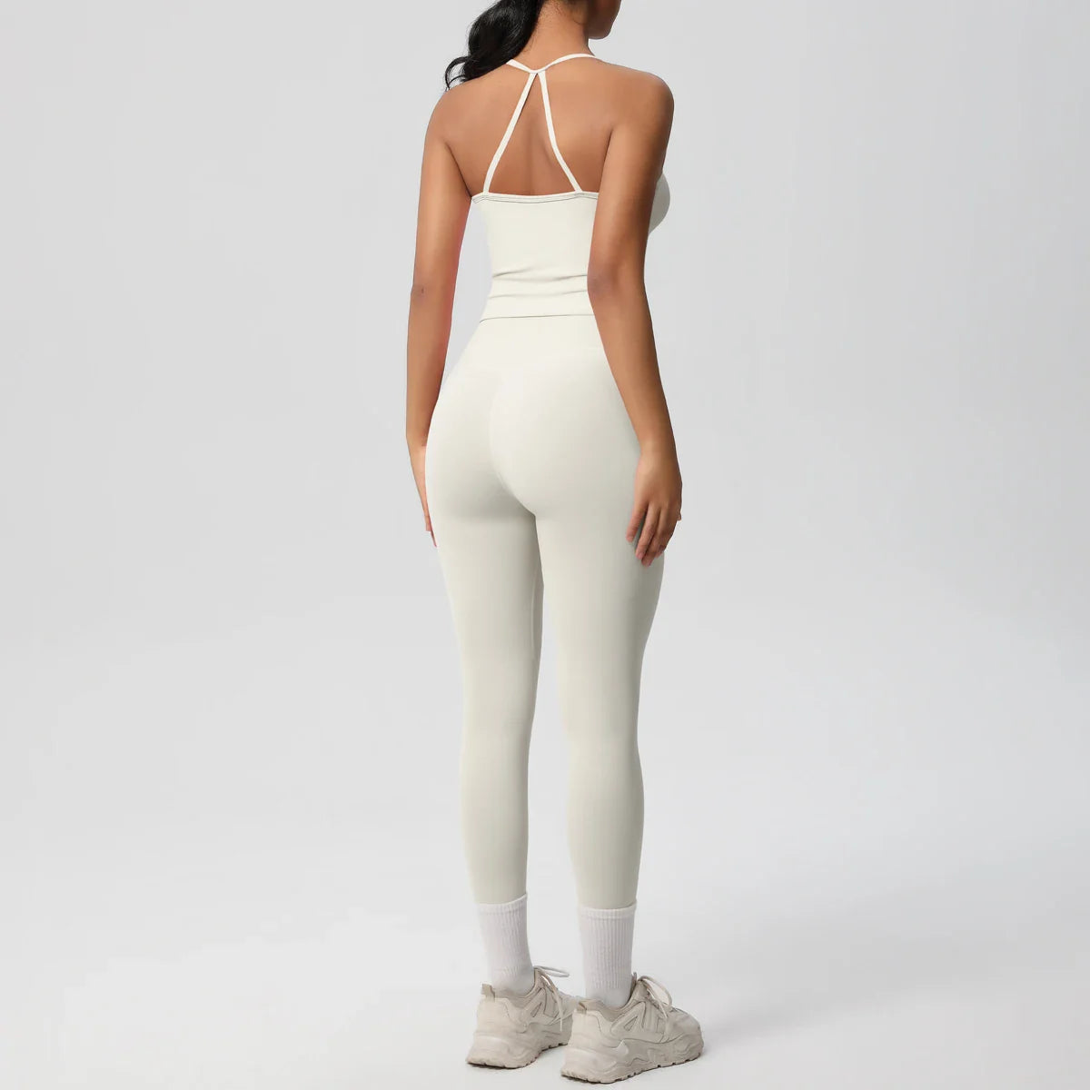 2PCS Nude Feeling Yoga Set for Women Push Up Sport Bra and High Waist Leggings Fitness Running Workout Tracksuit Activewear