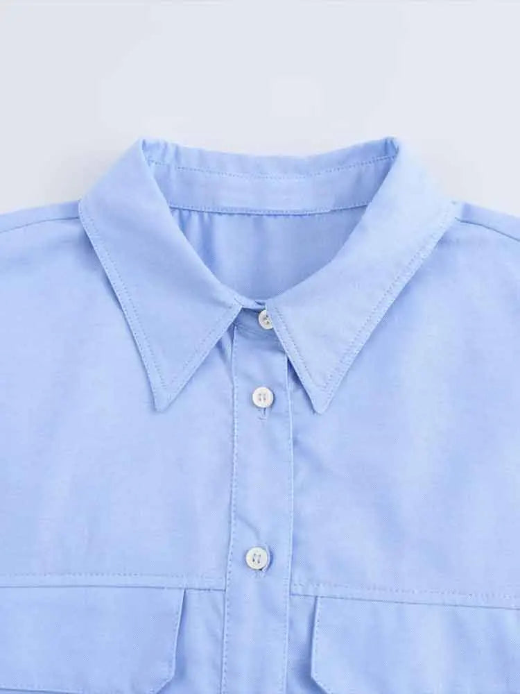 Women's Basic Short-Sleeved Lapel Shirt Simple Fashion Versatile Casual Top