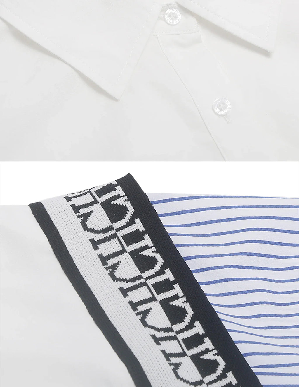 Women's Blue Striped Splicing Business Commuter Top with Stylish Bottom Shirt Design