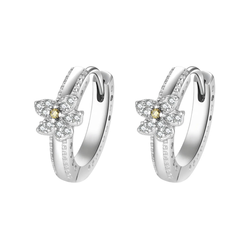 925 Silver Hoop Infinite Love Earrings with Blue Flower and White Stone Heart Pendant for Women Jewelry