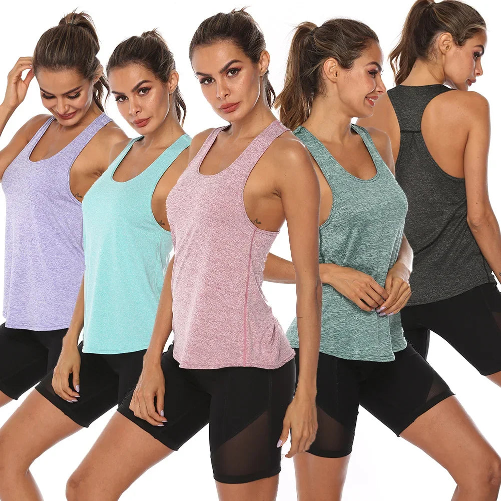 Women's Sleeveless Basic Tanks for Workout and Running - Quick Drying Breathable Sports Vest