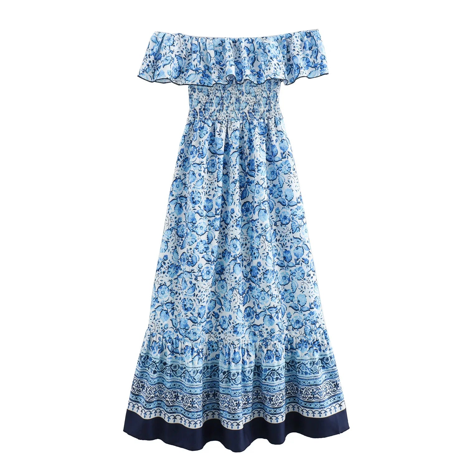 Off Shoulder Floral Print Long Vest Dress For Women