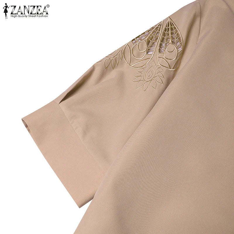 Lace Patchwork Knee Length Sundress For Women Loose