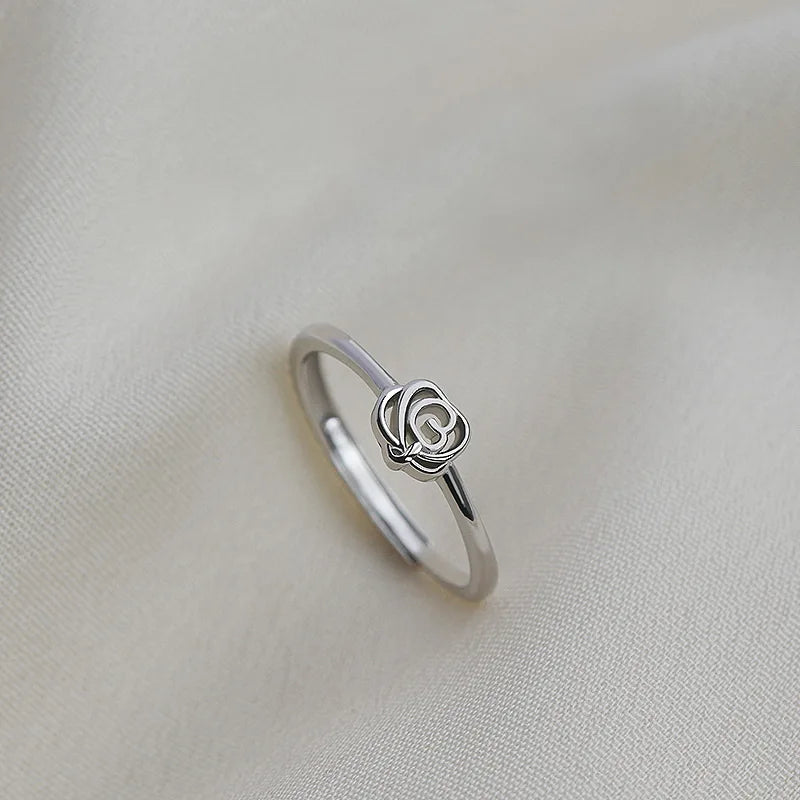 Adjustable Zircon Flower Opening Rings for Women with Cubic Zirconia Cherry Blossom and Tulip Design Wedding Jewelry