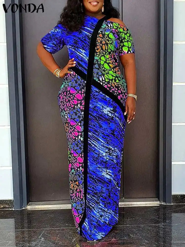 Off Shoulder Summer Sundress Bohemian Printed Maxi Dress