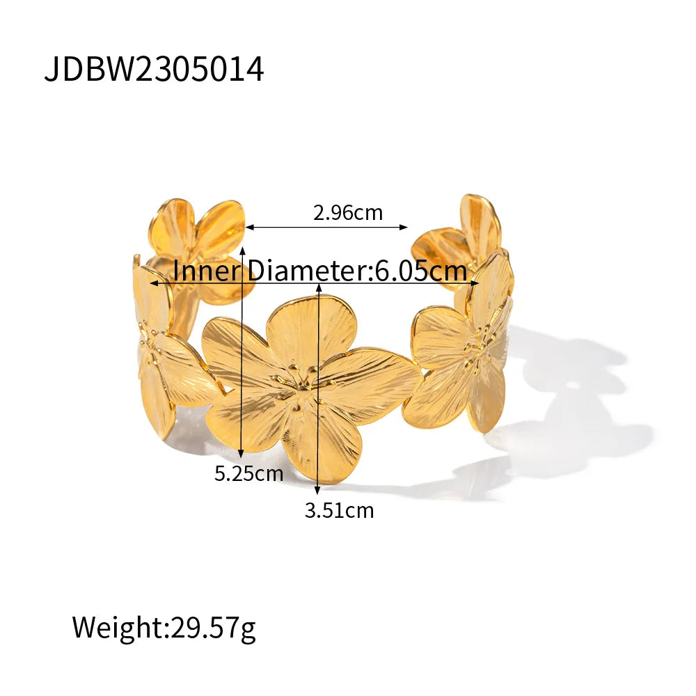 Women's Trendy Waterproof Stainless Steel Flower Bracelet for Travel and Parties