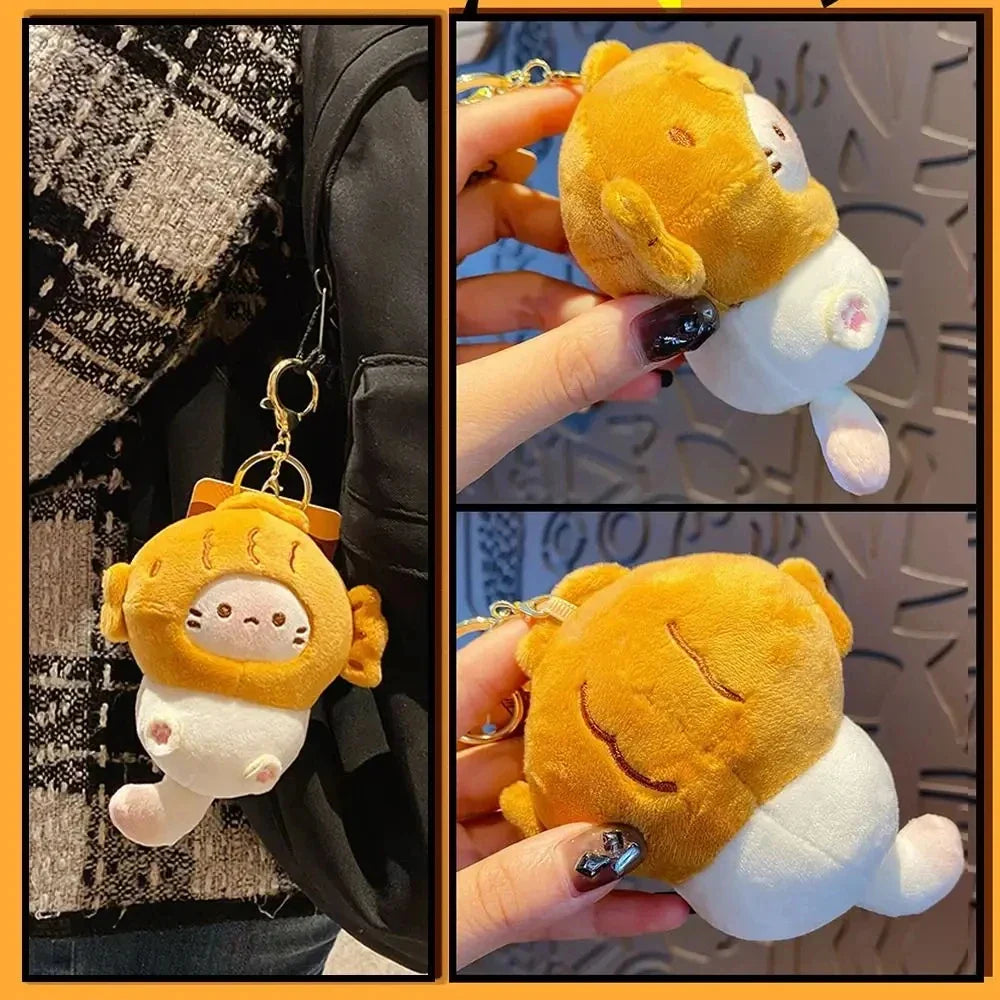 Cute Cocoa Cat Plush Keychain Pendant for Schoolbags and Dolls