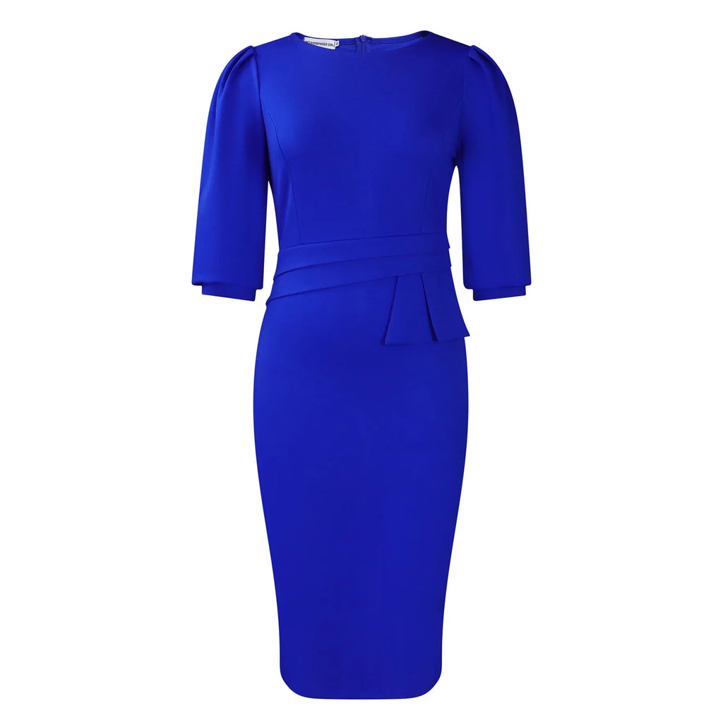 Elegant Office Dress For Women O Neck Half Sleeve Sheath