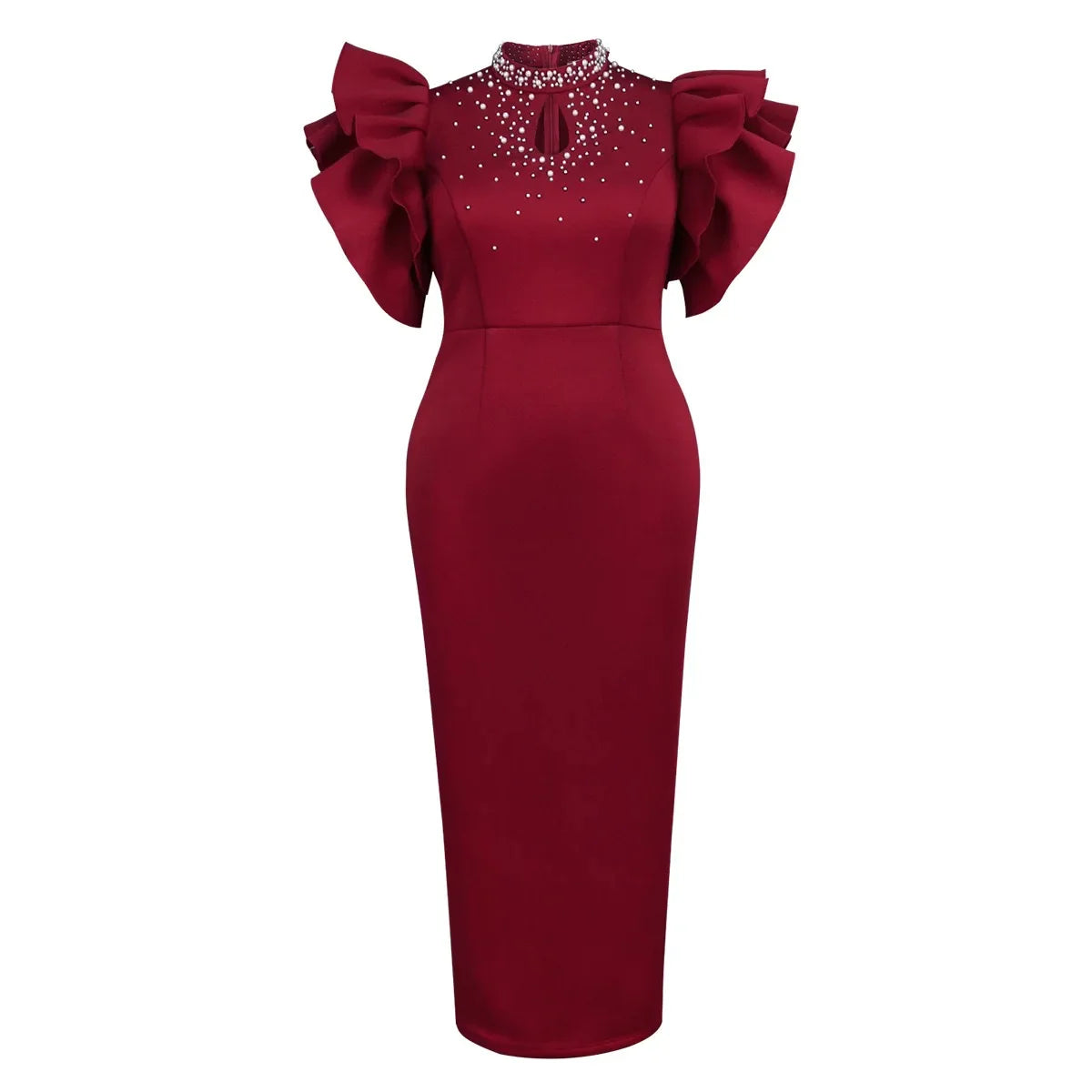 Beaded Party Dress For Women O Neck Sheath Ankle Length