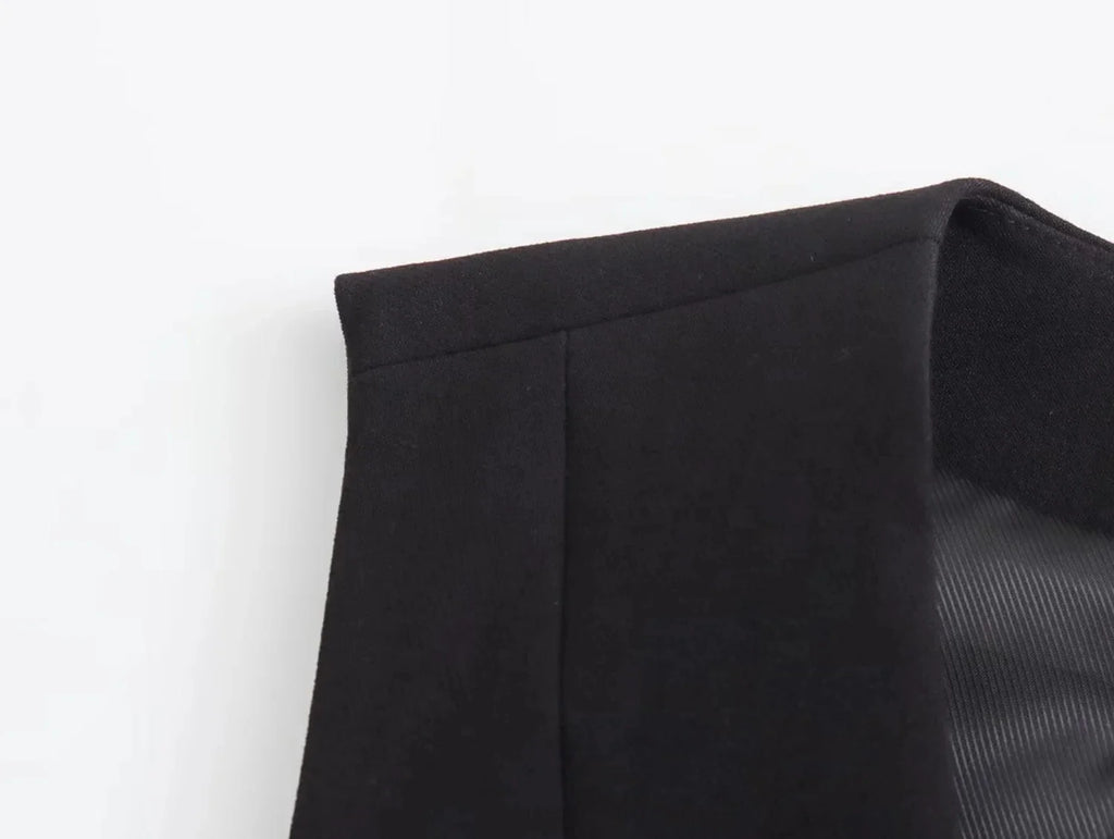 Casual Solid Color V Neck Sleeveless Single Breasted Vest With Elegant Mid Waist Wide Leg Pants Set