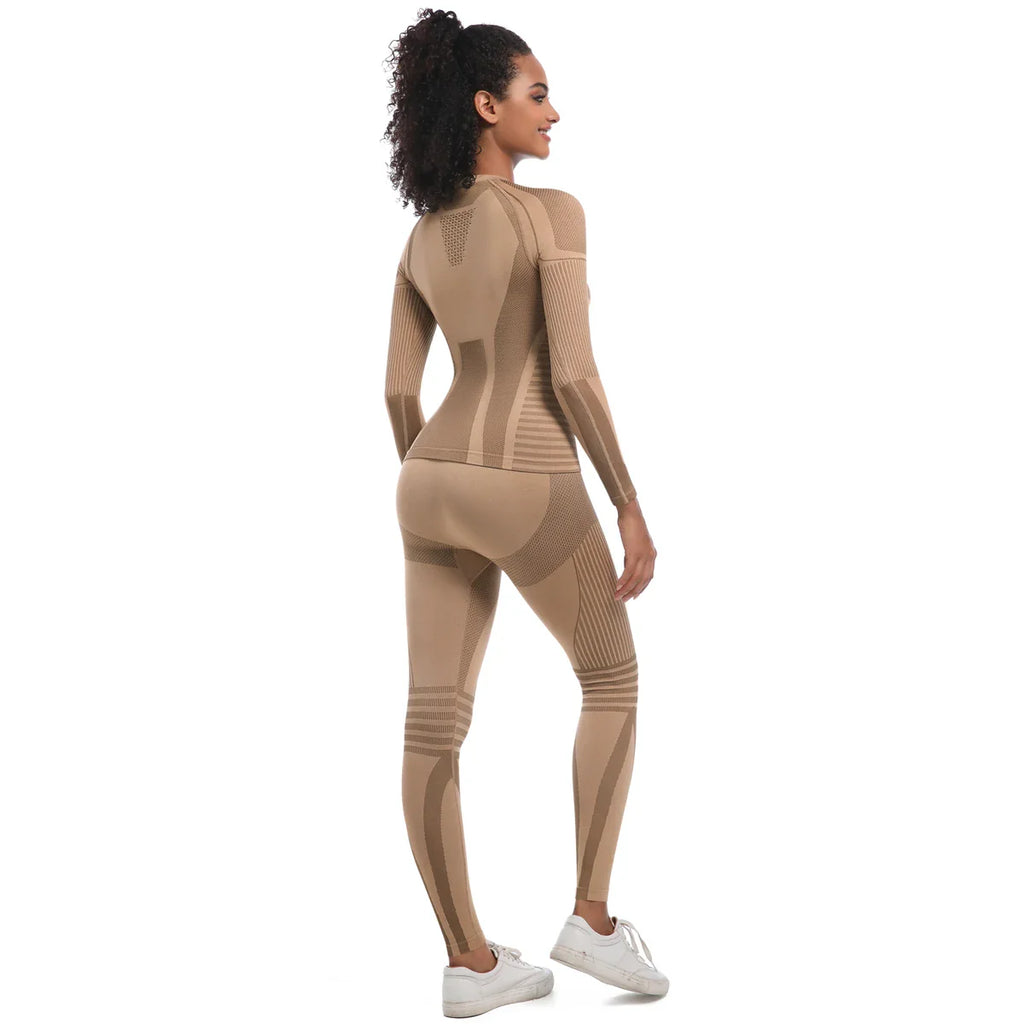 Women Thermal Skiwear Set Yoga and Fitness Workout Suit for Skiing Snowboarding Running and Exercise