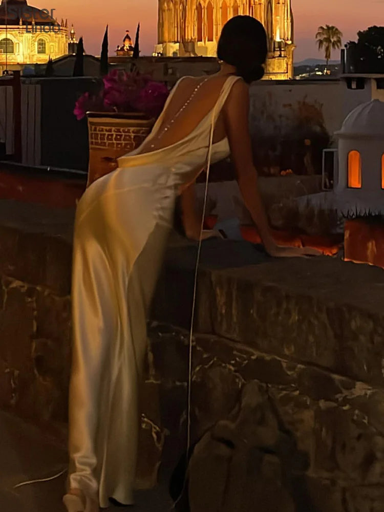 Backless Maxi Dress Women V Neck Lace Up Bodycon Clubwear