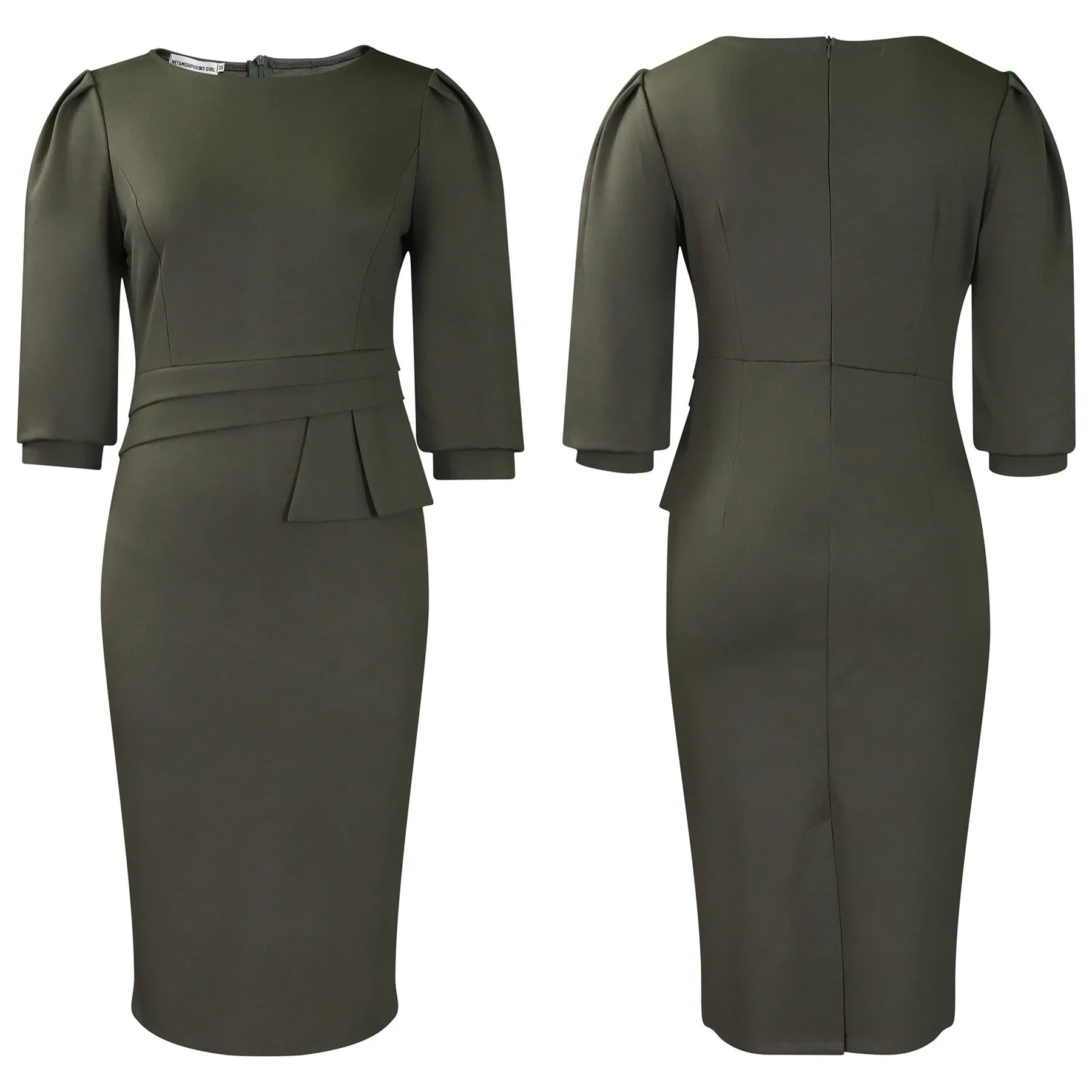 Elegant Office Dress For Women O Neck Half Sleeve Sheath