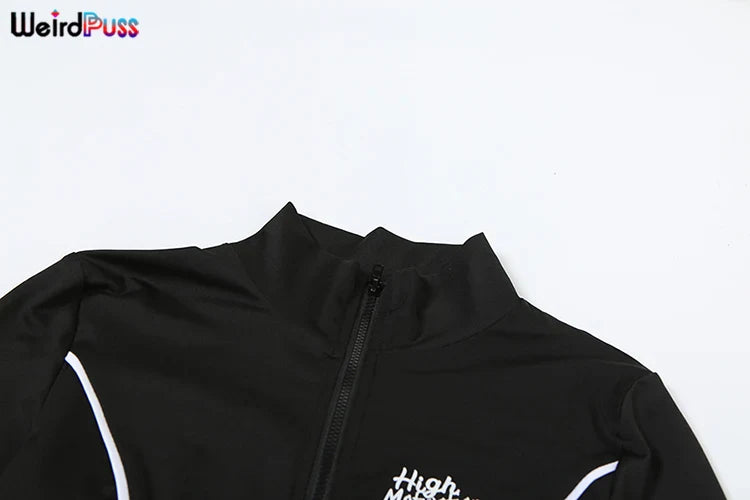 Casual 2 Piece Tracksuit Set with Zip Crop Jacket and Leggings for Sporty Streetwear