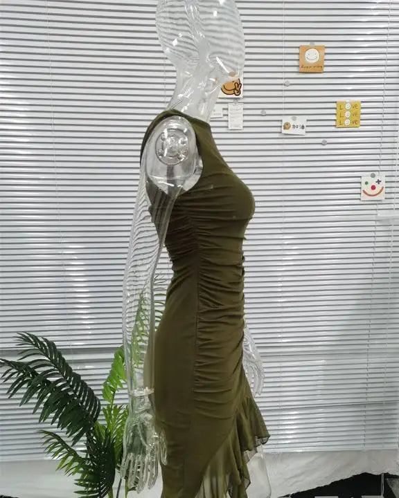 Tie Dye Backless Maxi Dress With Side Slit Bodycon