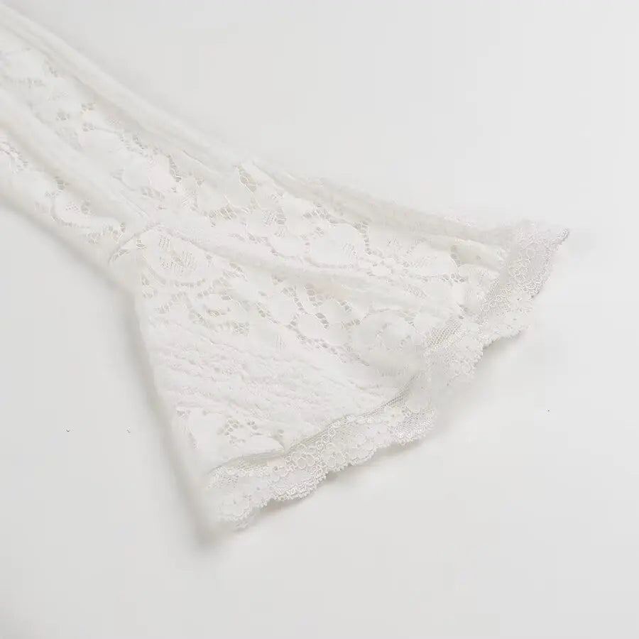 One Shoulder Lace Up Mini Dress With Bell Sleeves High Waist