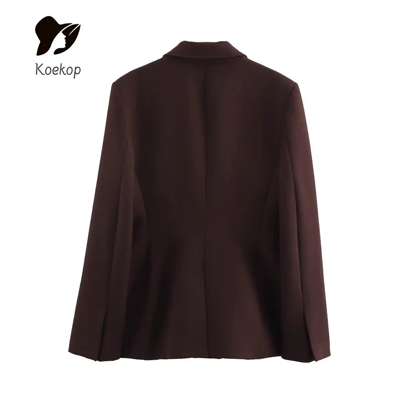 Women's Fashion Solid Color Lapel Loose Blazer with Vintage Casual Chic Long Sleeve High Waisted Mini Skirt Set