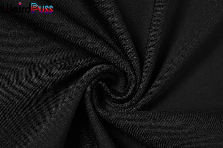 Weird Puss Letter Print Women's Tracksuit Set with Crop Top and Leggings for Stylish Streetwear