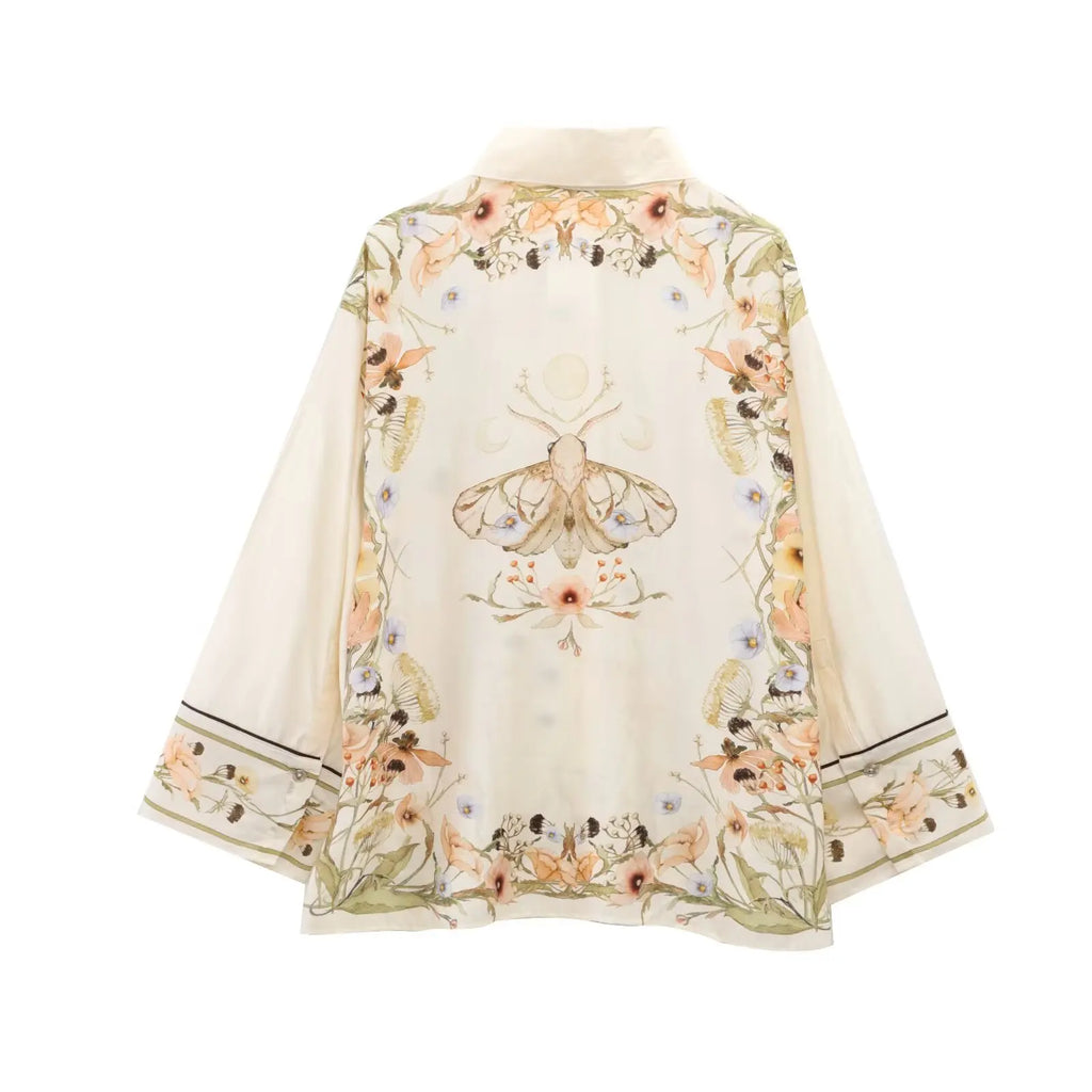 Floral Pattern Women's Shirt and Long Pants Set for Spring Fashion