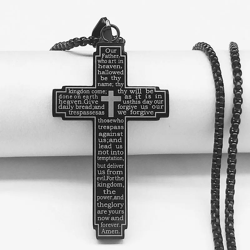 Hip Hop Cross Pendant Necklace Stainless Steel Gothic Jewelry Gift for Men and Women