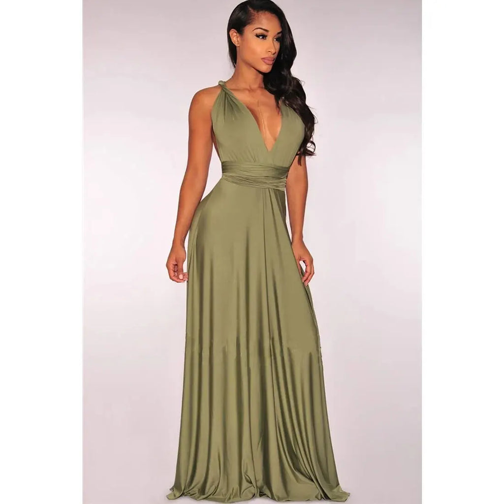 Multiway Wrap Convertible Boho Maxi Red Party Dress