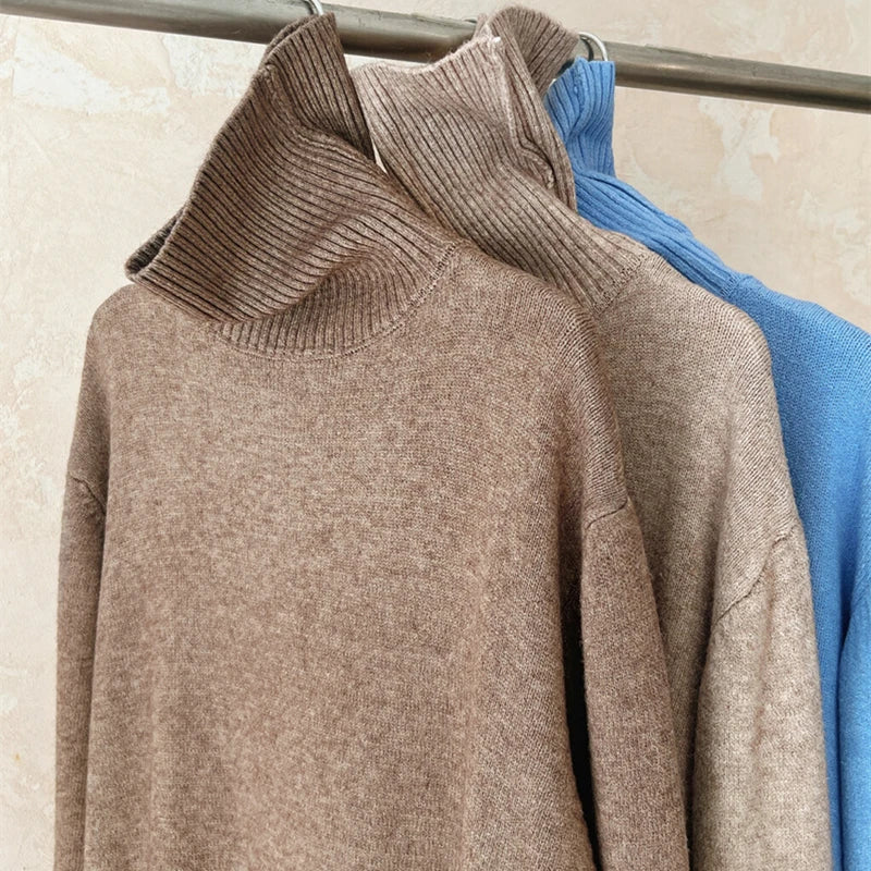 Cozy Turtleneck Sweater Dress For Women Knitted Long Sleeve