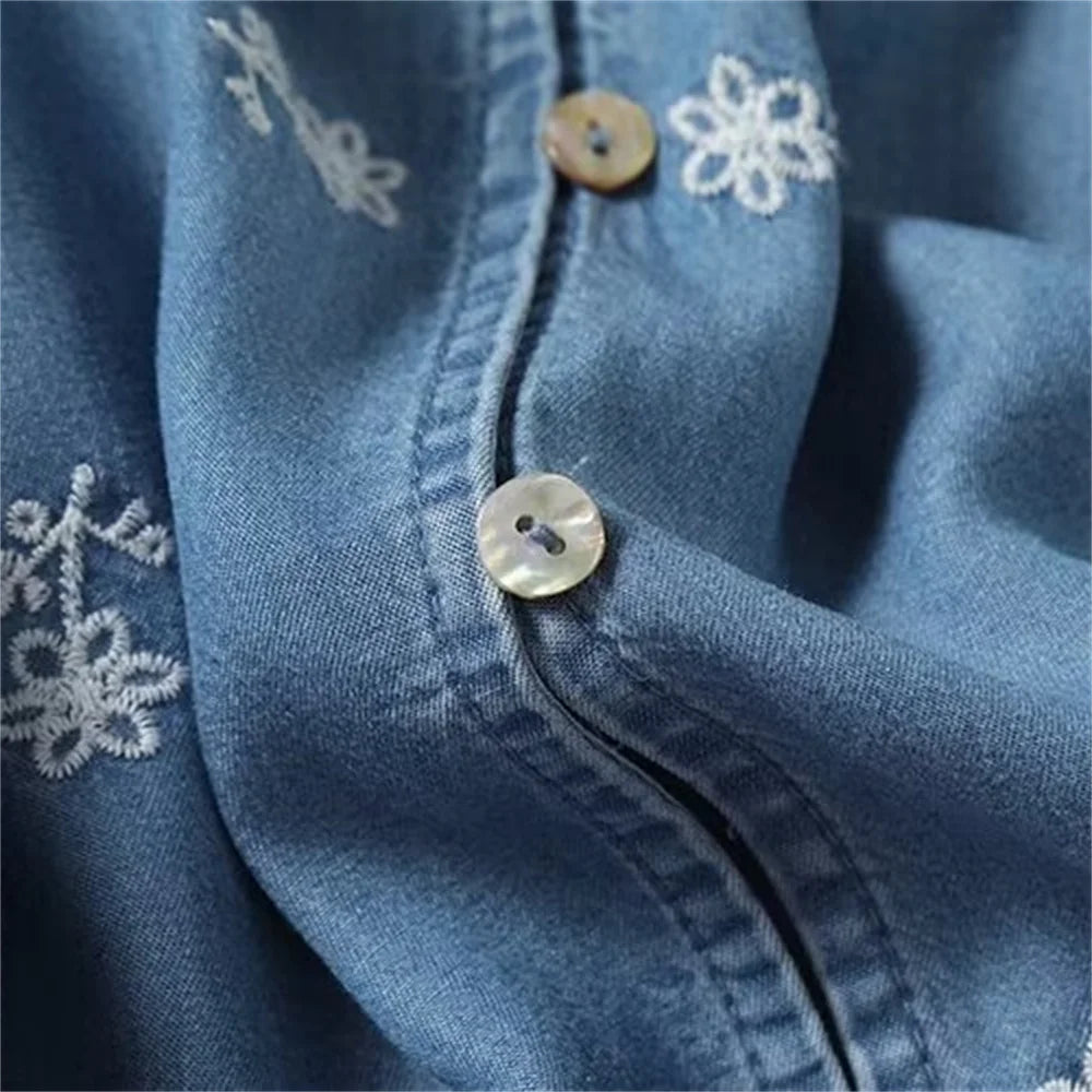 Womens V Neck Embroidered Dress Casual Elegant Short Sleeve